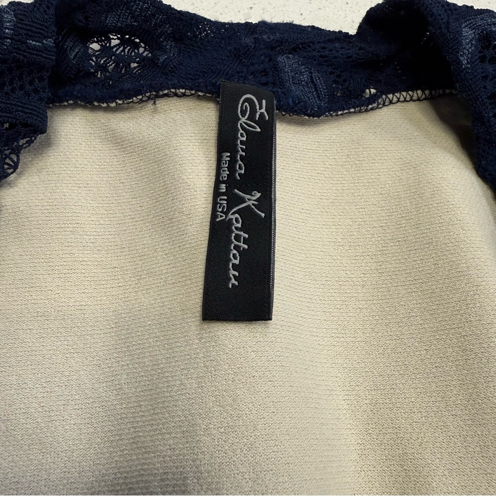 Elana Kattan Lace 2 Piece Skirt Set Wrap Peplum Top Navy Blue Women’s L / M - Picture 2 of 16